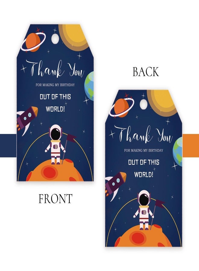 FORSHEEP 50pcs Outer Space Thank You Tags, Rocket Ship Gift Tag with String for Astronaut Planet Party, Thank You Paper Tags for Boy Birthday/Space Themed Party Favors - Image 4